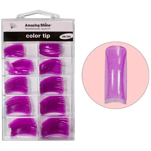 Farebné tipy na nechty Purple Glitter - 100ks, č.1 - 10
