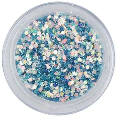 Svetlomodrý nail art šesťhran v prášku, 1mm