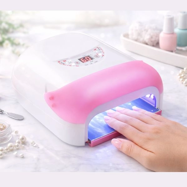 4 ž. Ružová digitálna UV lampa na nechty s časovačom a sušičkou - 36W