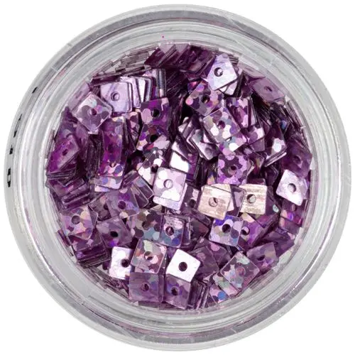 Hologramové štvorčeky s dierkou - ružovofialové