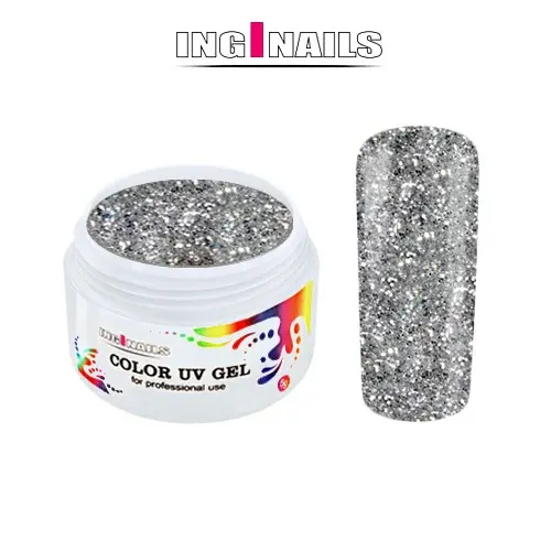 Silver Glitter - 5g Farebný UV Gél Inginails