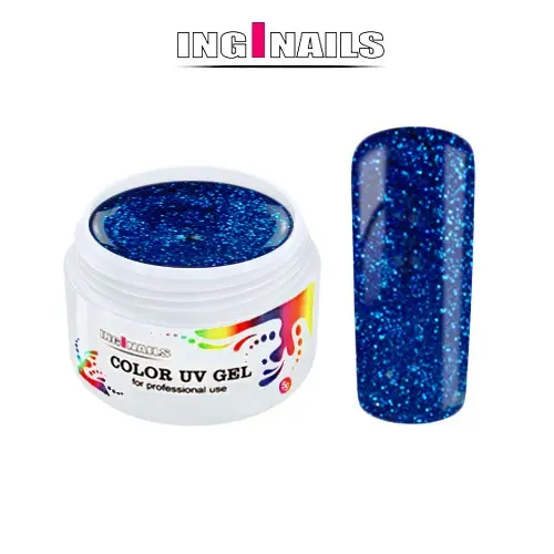 Farebný UV Gél Inginails 5g - Blue Glitter