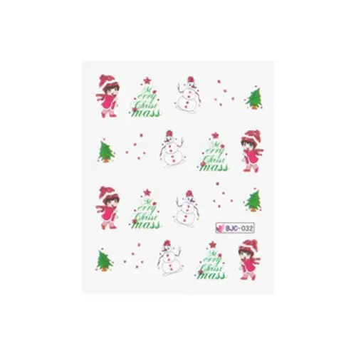 Vodné nálepky na nechty s vianočným motívom - 032