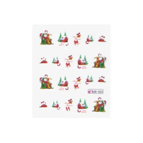 Vodné nálepky na nechty s vianočným motívom - 023