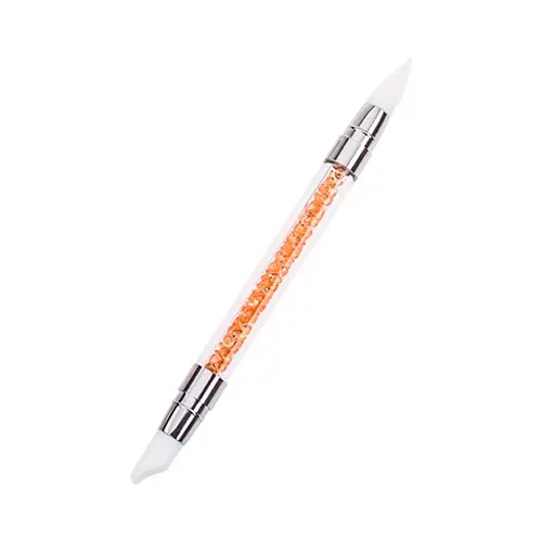 Zdobiace pero so silikónovým hrotom s oranžovými kamienkami