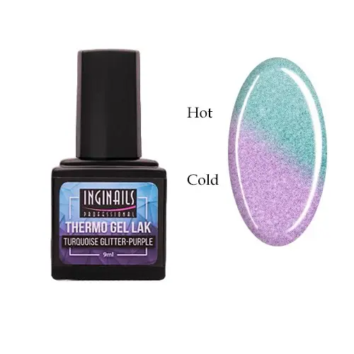 Farebný thermo gél lak Inginails Professional - Turquoise Glitter-Purple