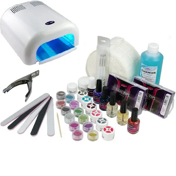 Set na gélové nechty - 1-fázový systém, 36W biela UV lampa