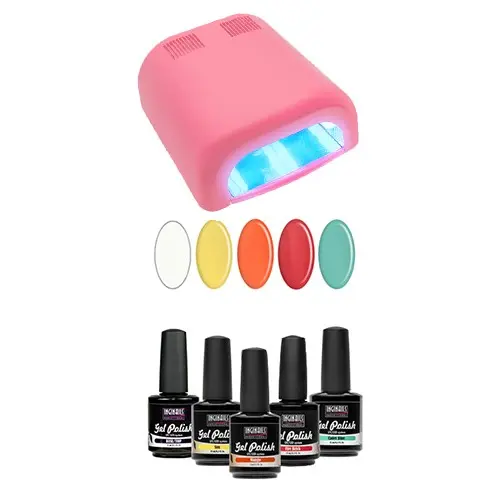 UV/LED systém - skúšobná sada malá 5x15ml + 4.ž. ružová lampa 36W