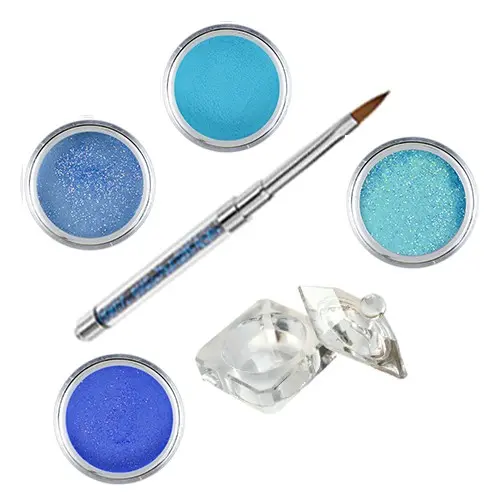 Sada Blue glitter Inginails - sada farebných akrylových práškov
