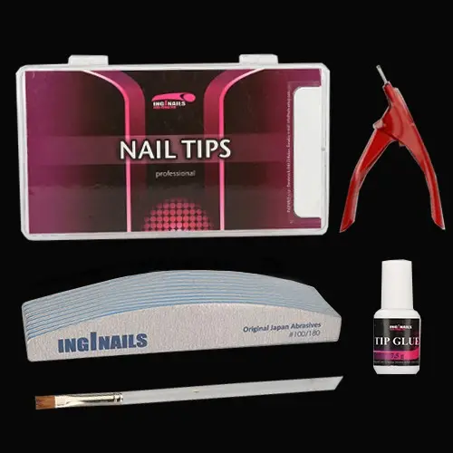Modelovacia SADA: 10ks piníkov na nechty + nechtové tipy + lepidlo na nechty + gilotína + štetec