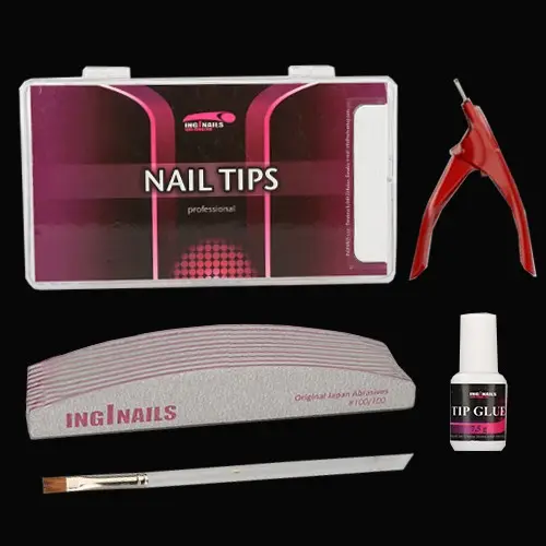 Modelovacia SADA: 10ks piníkov na nechty + nechtové tipy + lepidlo na nechty + gilotína + štetec