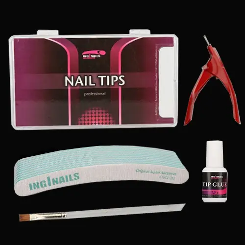 Modelovacia SADA: 10ks piníkov na nechty + nechtové tipy + lepidlo na nechty + gilotína + štetec