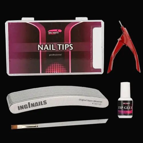 Modelovacia sada na nechty : 10ks piníkov na nechty + nechtové tipy + lepidlo na nechty + gilotína + štetec
