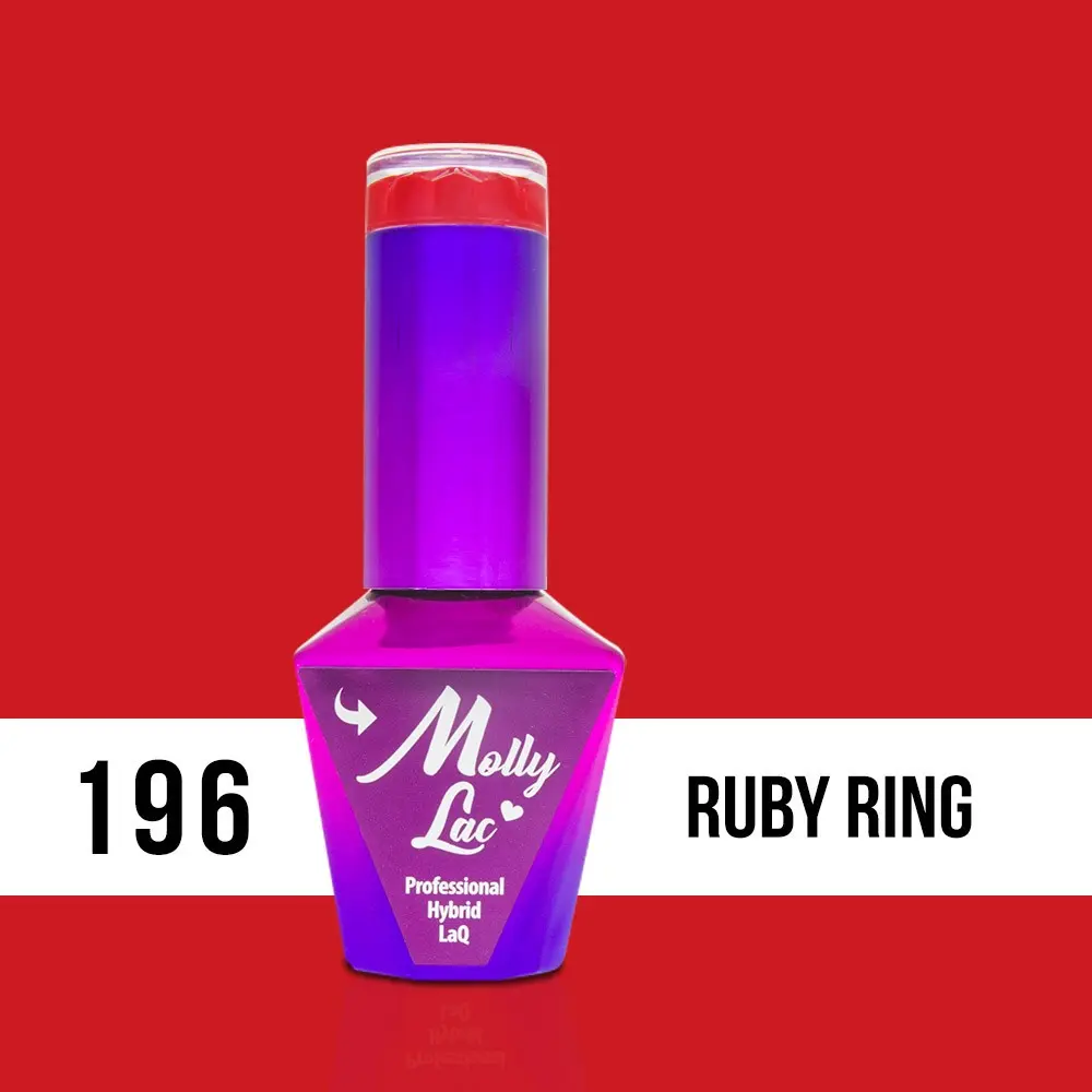 MOLLY LAC UV/LED gél lak Hearts and Kisses - Ruby Ring 196, 10ml