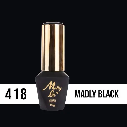Gél lak, UV/LED Molly Lac - Madly Black 418, 10ml
