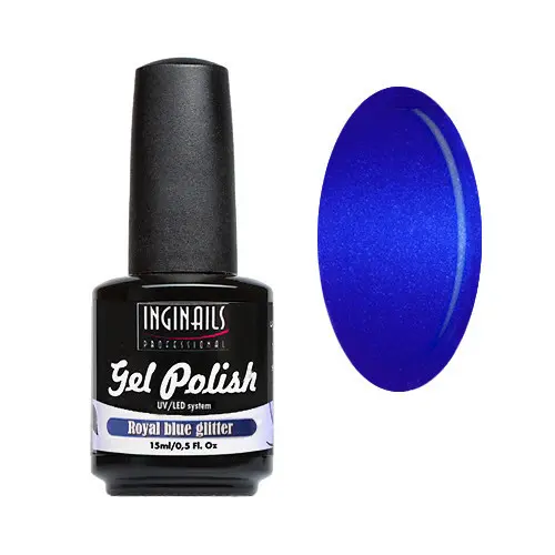 UV/LED farebný gél lak Inginails Professional 15ml - Royal Blue Glitter