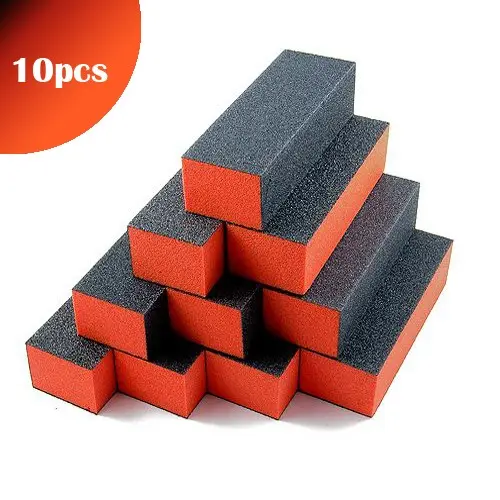 10ks - Inginails 3-stranný oranžovo-čierny blok na nechty 100/100