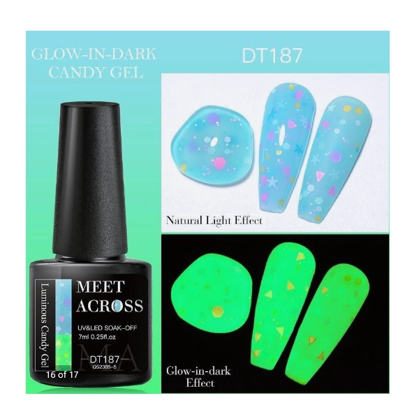 UV/LED gél lak Glow in the Dark Candy Gel DT187, 7ml