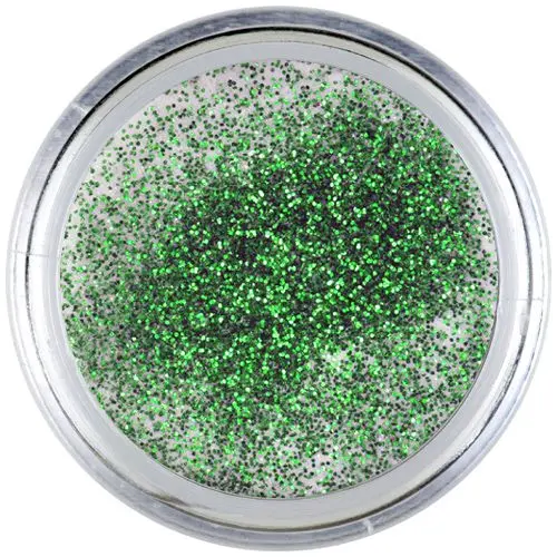 Biely akrylový prášok so zelenými glitrami Inginails 7g - Green Shimmer
