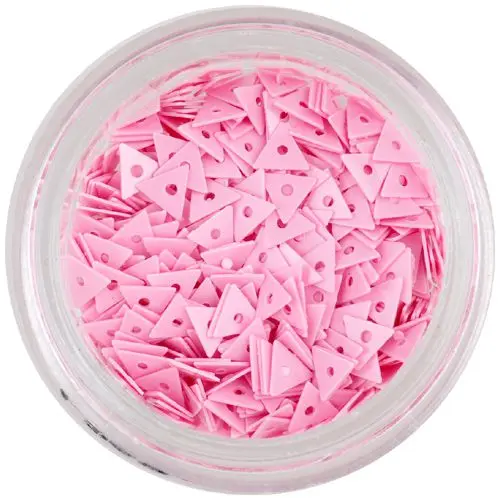Ružové, ozdobné trojuholníky s dierkou - nail art