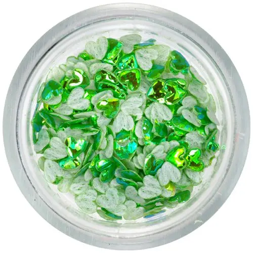 Nechtové ozdoby - zelené látkové srdiečka