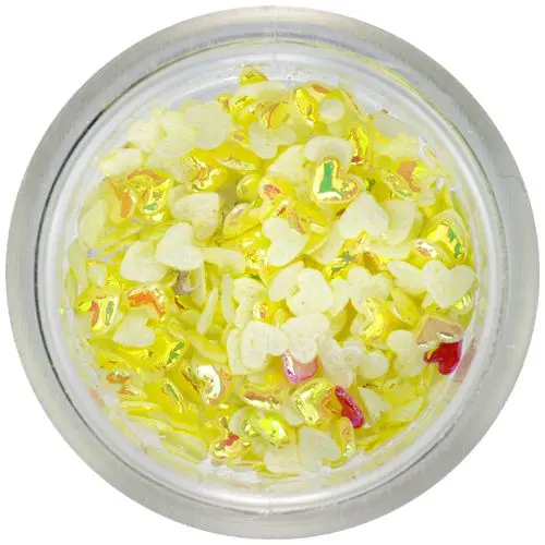 Nechtové látkové ozdoby - žlté srdiečka