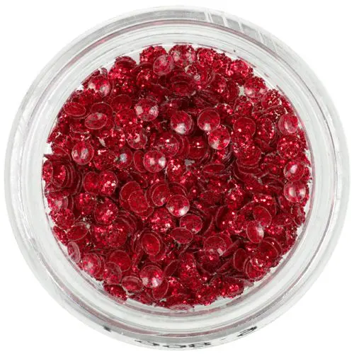 Červená nail art ozdoba - 3D mušľa, trblietavá