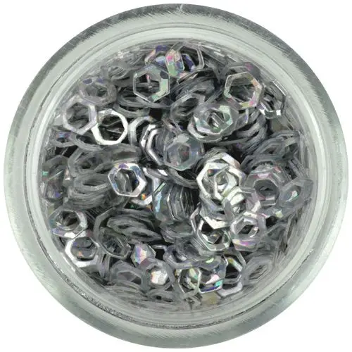 Strieborné šesťhrany - obrysy, hologram