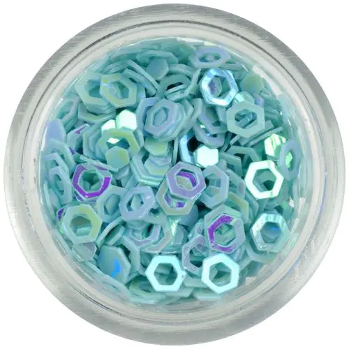 Svetlomodré nail art šesťhrany