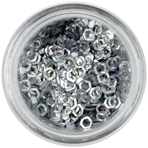 Hologramové šesťhrany - strieborné, obrysy