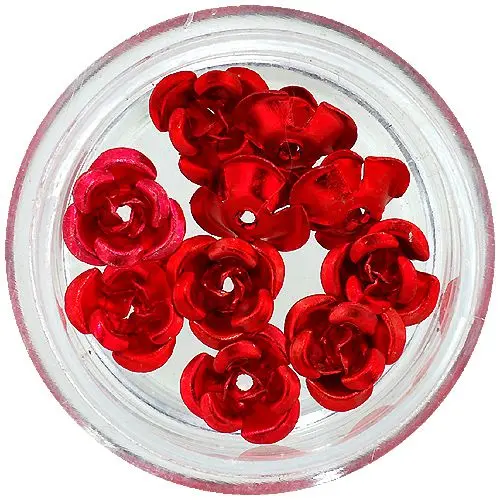 Keramické nechtové ozdoby - červené ruže, 10ks