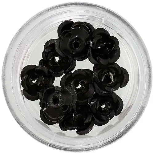 Dekorácia na nechty, 10ks - čierne keramické ruže