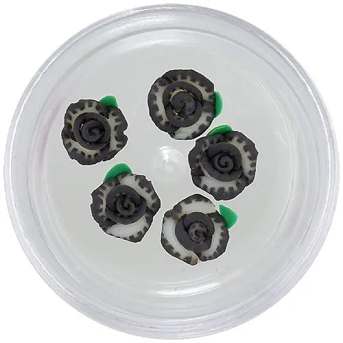 Nechtové ozdoby - akrylové kvietky, čierno-biele