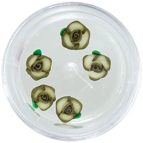 Nechtové ozdoby - akrylové kvietky, tmavozeleno-biele