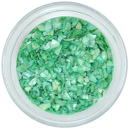 Mentolovo zelená dekorácia na nechty - nepravidelné úlomky