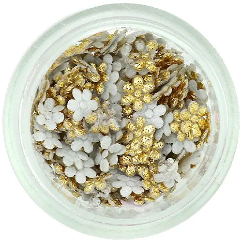 Látkové kvietky na zdobenie nechtov - zlaté