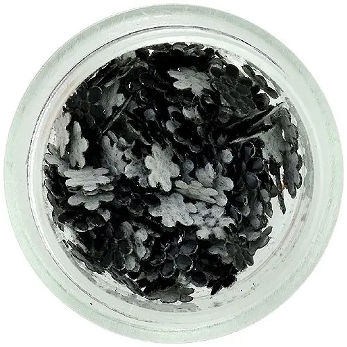 Nail art ozdoby - čierne látkové kvietky