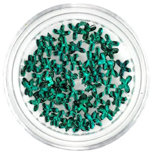 Ozdoby na nechty - smaragdovo zelené kamienky, mašličky