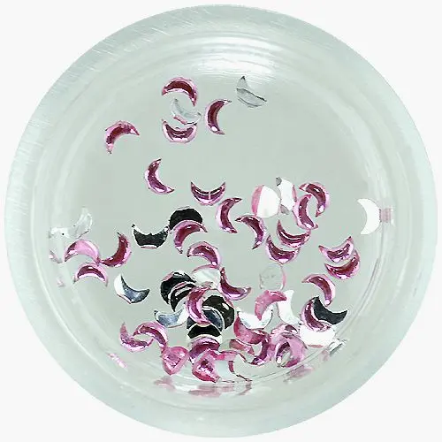 Svetloružové kamienky na nechty - mesiačiky