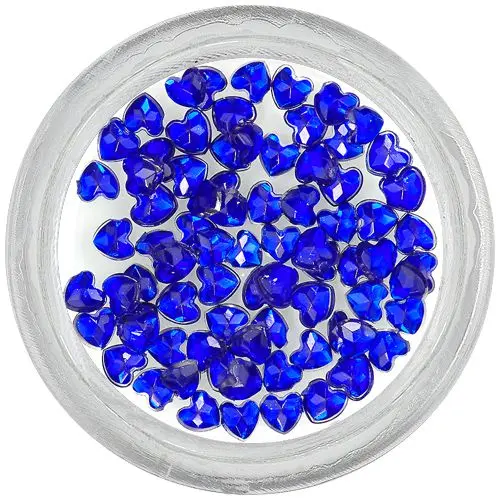 Kráľovsky modré kamienky na zdobenie nechtov - srdiečka