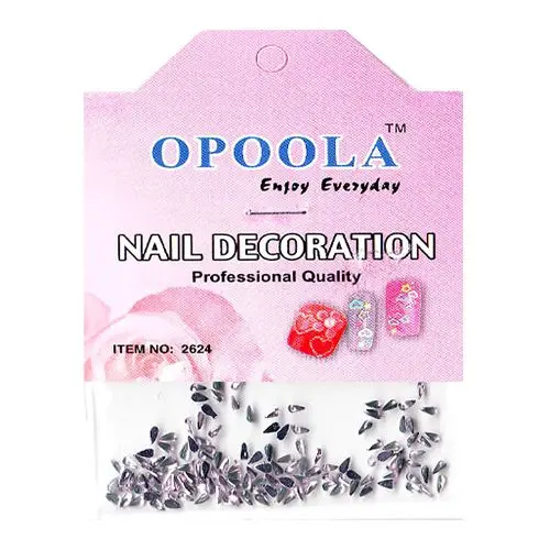 Svetloružové ozdoby na nechty v sáčku - kamienky, slzy 50ks