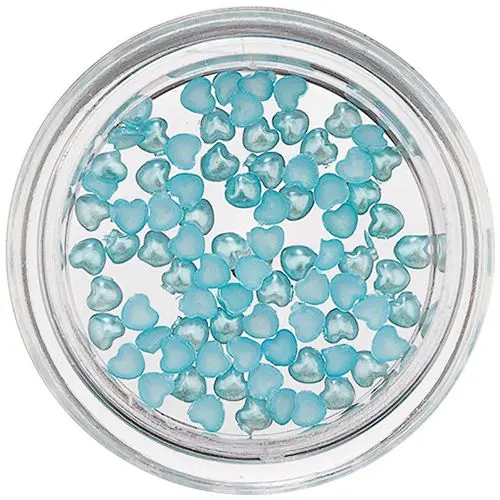 Perleťové ozdoby v tvare srdiečka - tyrkysovo modré