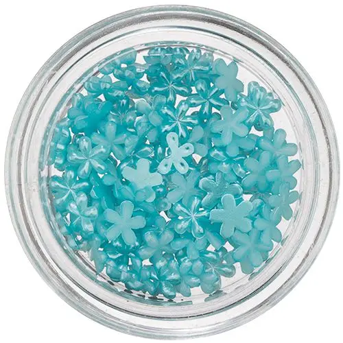 Perleťové ozdoby v tvare kvietka - tyrkysovo modré