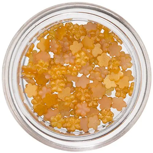 Malé kvietky na zdobenie nechtov - oranžovo-žlté, perleť