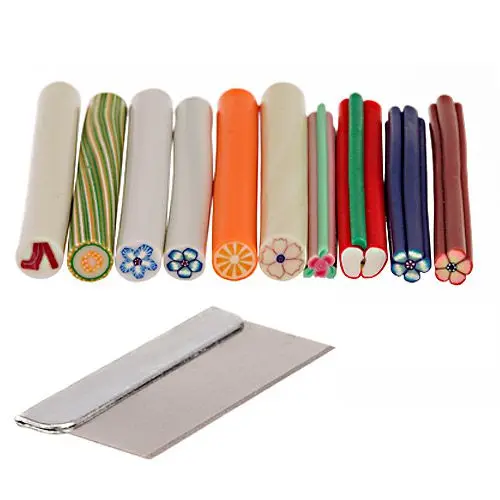 Fimo Nail Art - mix, ozdobné tyčinky 10ks + rezák
