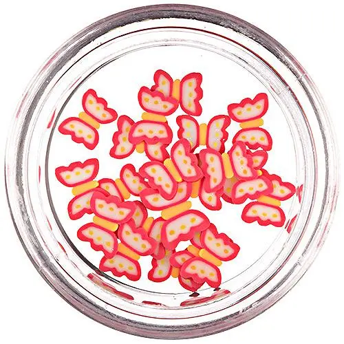 Fimo nechtové ozdoby - narezané motýle, červeno - biele