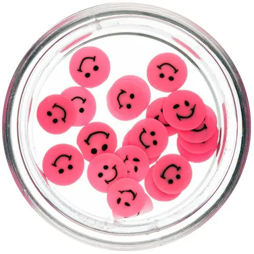 Fimo Nail Art - narezaný smiley, ružový