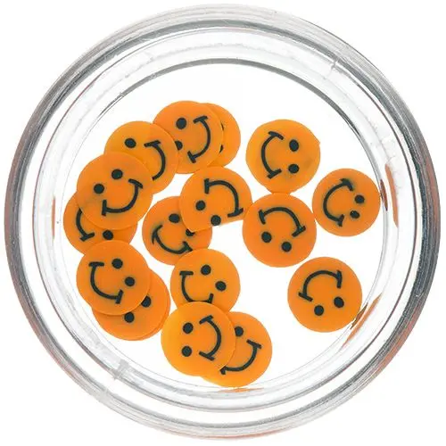 Fimo smiley oranžovej farby - narezaný