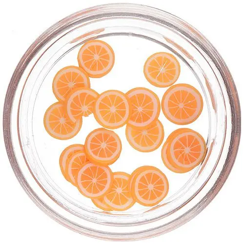 Fimo nechtové ozdoby - narezaný pomaranč, oranžový