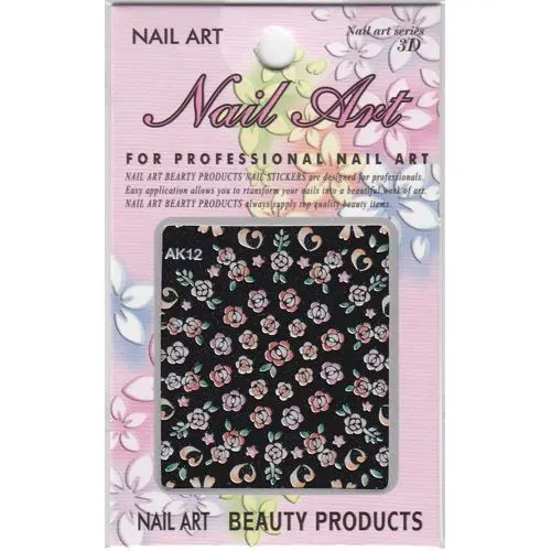 Trblietavé 3D nálepky, červené ruže a listy